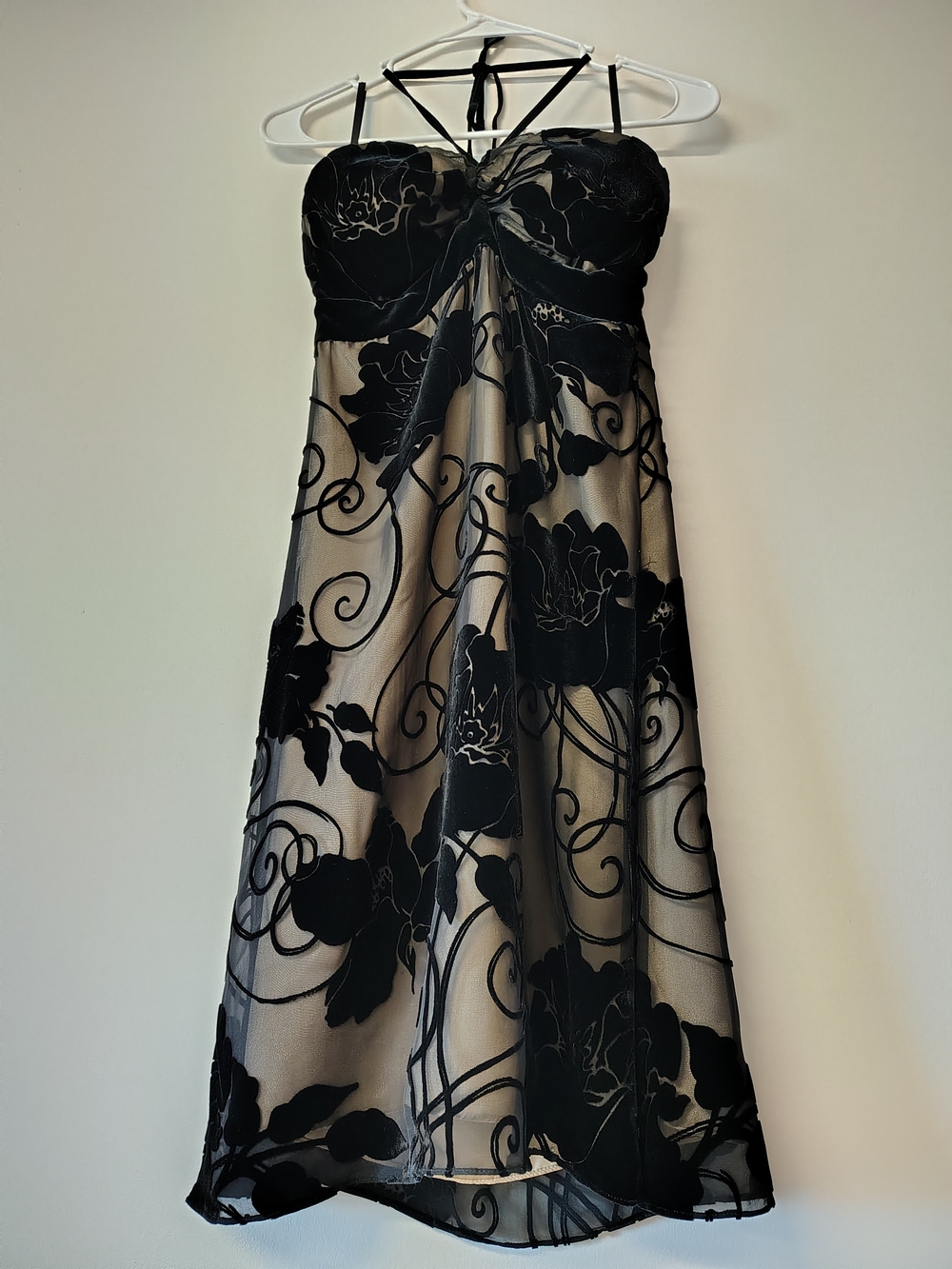 White House Black Market Velvet Burnout Floral Dress | Sz 4 Formal Gothchic